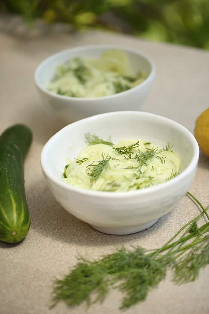 Gurkensalat mit zitronigem Joghurt-Dill-Dressing - Wellcuisine