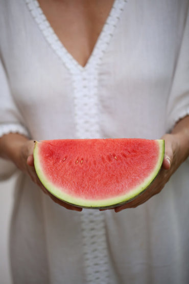 Wassermelone mit Schokolade und Minze