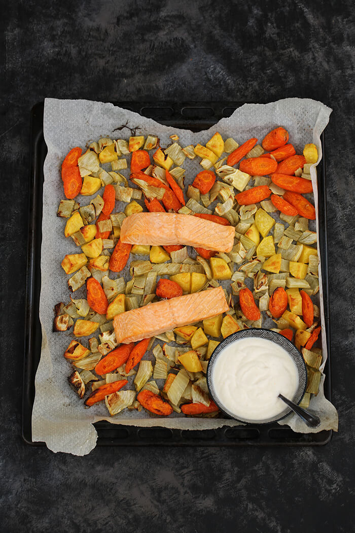 Ofengemüse mit Lachs